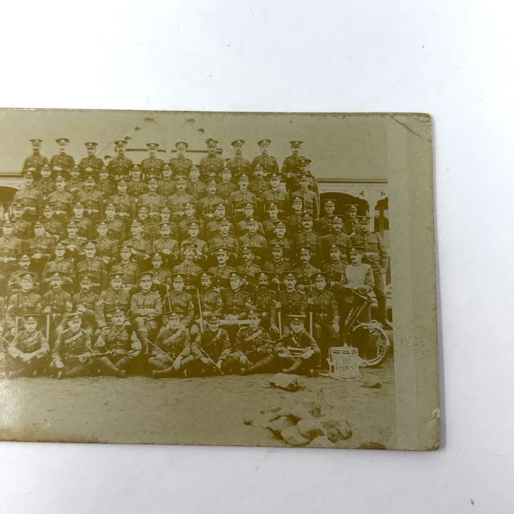 Antique RPPC British Soldiers Group Portrait Postcard Likely WWI Era